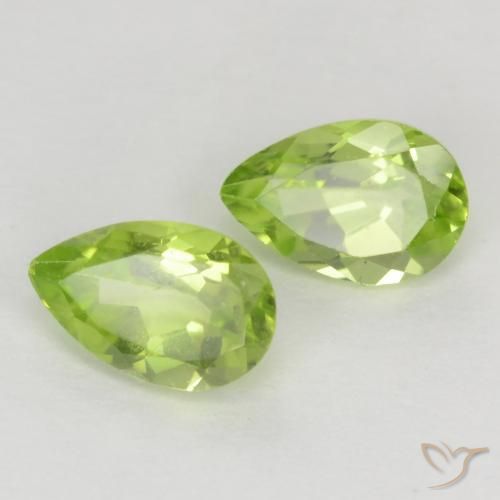 Gemas de Peridoto Verde claro natural de 0.94 ct, En forma de pera, VVS-VS