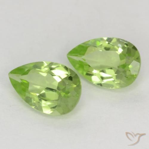 Gemas de Peridoto Verde claro natural de 0.88 ct, En forma de pera, VVS-VS