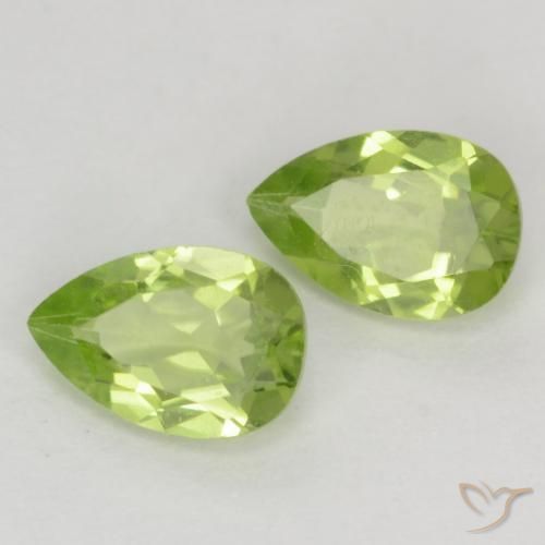 Gemas de Peridoto Verde vivo claro natural de 0.89 ct, En forma de pera, VVS-VS