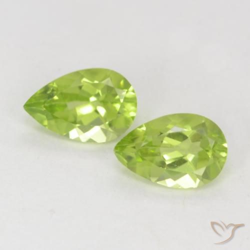 Gemas de Peridoto Verde amarillento intenso natural de 0.90 ct, En forma de pera, VVS-VS