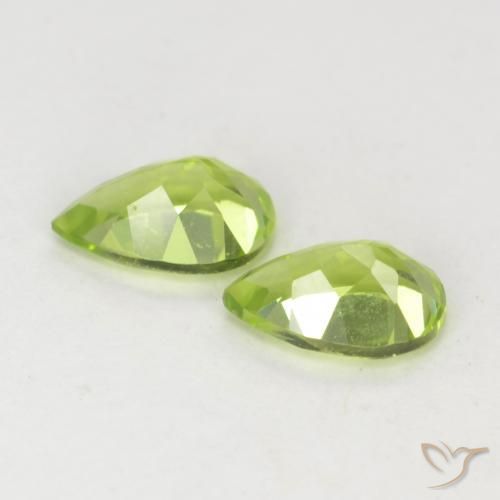 Gemas de Peridoto Verde amarillento intenso natural de 0.90 ct, En forma de pera, VVS-VS