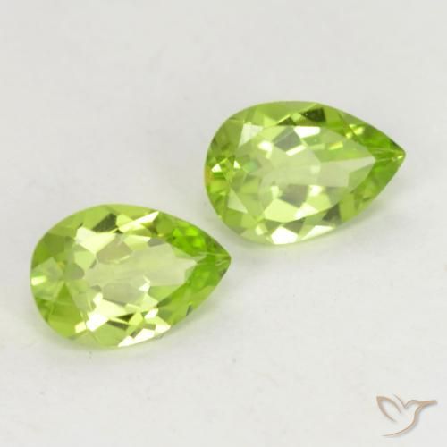 Gemas de Peridoto Verde vivo claro natural de 0.88 ct, En forma de pera, VVS-VS