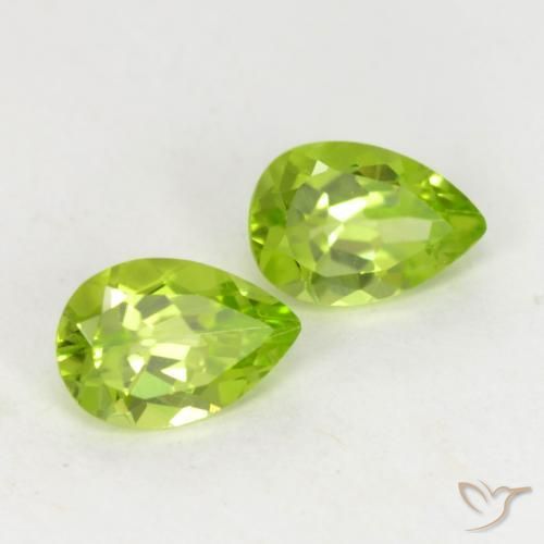 Gemas de Peridoto Verde amarillento intenso natural de 0.93 ct, En forma de pera, VVS-VS