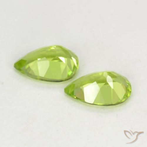 Gemas de Peridoto Verde amarillento intenso natural de 0.93 ct, En forma de pera, VVS-VS