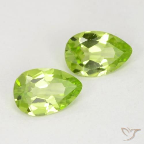 Gemas de Peridoto Verde claro natural de 0.77 ct, En forma de pera, VVS-VS