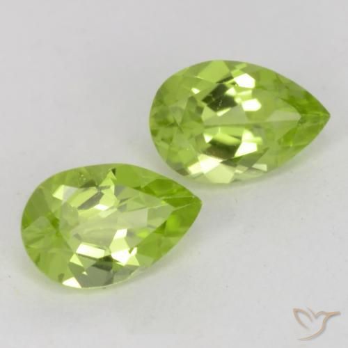 Gemas de Peridoto Verde vivo natural de 0.88 ct, En forma de pera, VVS-VS