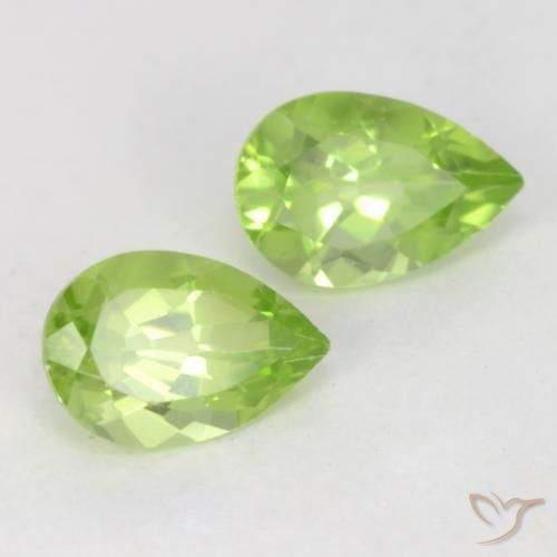 Gemas de Peridoto Verde vivo claro natural de 0.93 ct, En forma de pera, VVS-VS