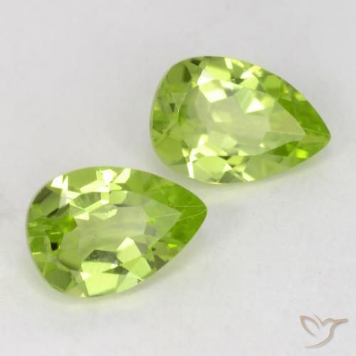 Gemas de Peridoto Verde vivo claro natural de 0.90 ct, En forma de pera, VVS-VS