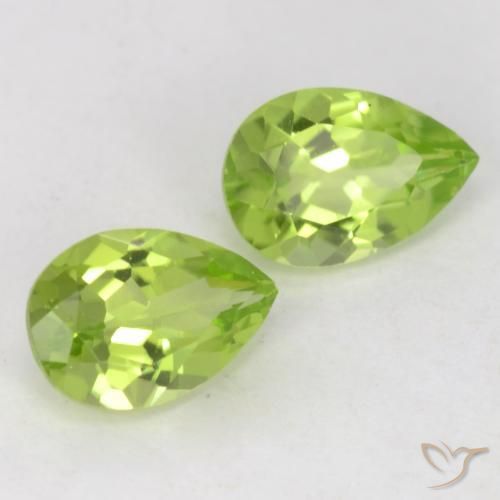 Gemas de Peridoto Verde vivo claro natural de 0.93 ct, En forma de pera, VVS-VS