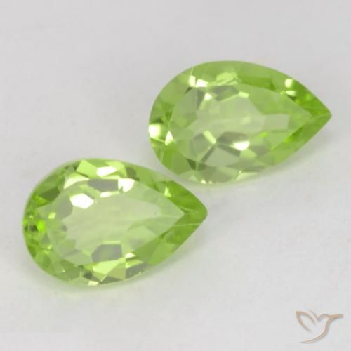 Gemas de Peridoto Verde vivo claro natural de 0.91 ct, En forma de pera, VVS-VS