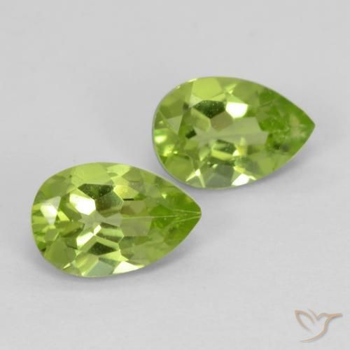 Gemas de Peridoto Verde medio natural de 0.87 ct, En forma de pera, VVS-VS