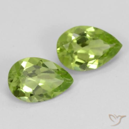 Gemas de Peridoto Verde medio natural de 0.82 ct, En forma de pera, VVS-VS