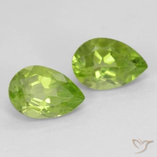Gemas de Peridoto Verde vivo claro natural de 0.98 ct, En forma de pera, VVS-VS