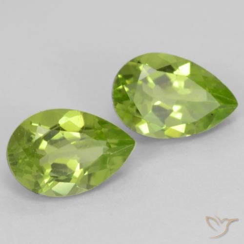 Gemas de Peridoto Verde vivo claro natural de 0.97 ct, En forma de pera, VVS-VS
