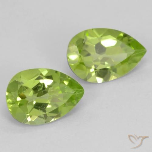Gemas de Peridoto Verde vivo claro natural de 0.81 ct, En forma de pera, VVS-VS