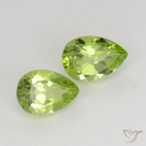 Gemas de Peridoto Verde vivo claro natural de 0.91 ct, En forma de pera, VVS-VS