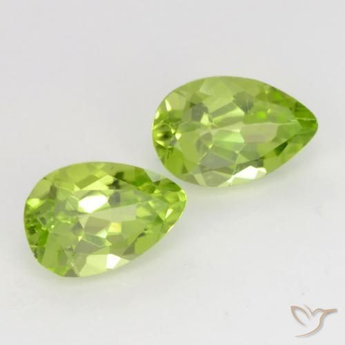 Gemas de Peridoto Verde vivo claro natural de 0.91 ct, En forma de pera, VVS-VS