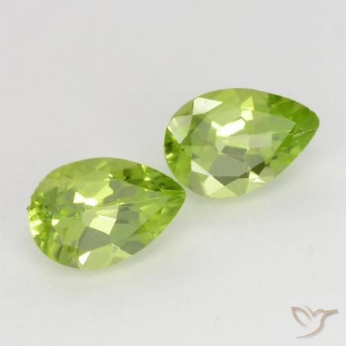 Gemas de Peridoto Verde vivo claro natural de 0.88 ct, En forma de pera, VVS-VS