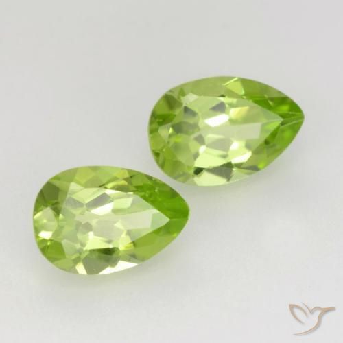 Gemas de Peridoto Verde vivo claro natural de 0.94 ct, En forma de pera, VVS-VS