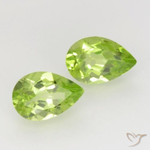 Gemas de Peridoto Verde vivo claro natural de 0.96 ct, En forma de pera, VVS-VS