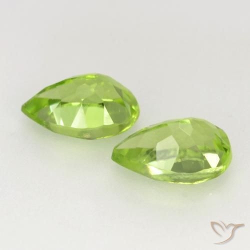 Gemas de Peridoto Verde vivo claro natural de 0.96 ct, En forma de pera, VVS-VS