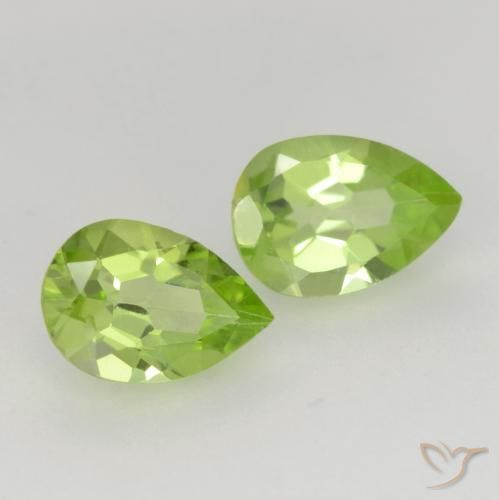 Gemas de Peridoto Verde vivo claro natural de 0.75 ct, En forma de pera, VVS-VS
