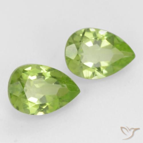 Gemas de Peridoto Verde vivo claro natural de 0.91 ct, En forma de pera, VVS-VS