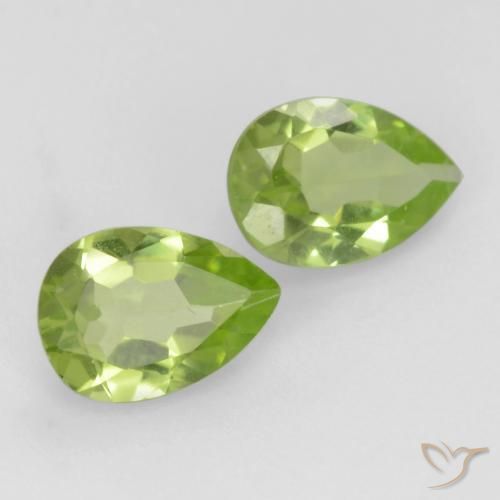 Gemas de Peridoto Verde vivo claro natural de 0.74 ct, En forma de pera, VVS-VS