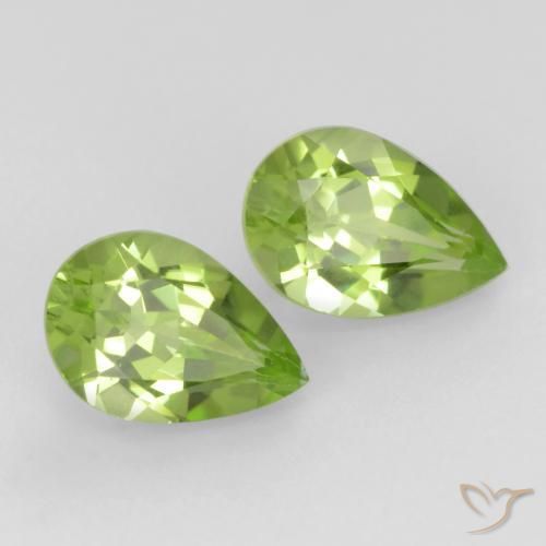 Gemas de Peridoto Verde vivo claro natural de 0.89 ct, En forma de pera, VVS-VS