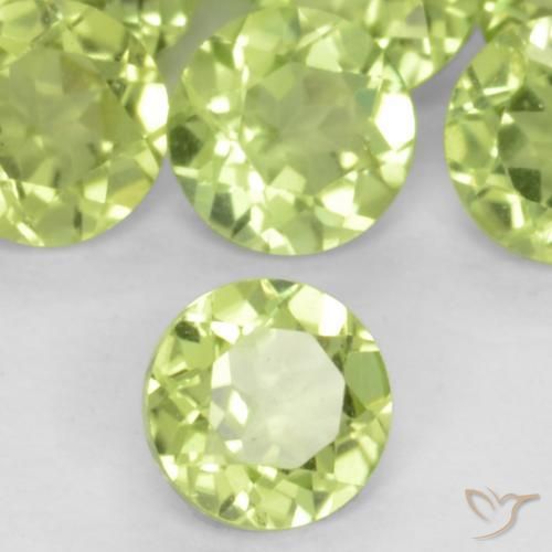Peridoto Verde vivo claro natural de 0.18 ct, Redondo, VS