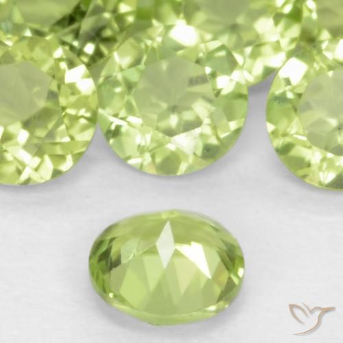 Peridoto Verde vivo claro natural de 0.18 ct, Redondo, VS