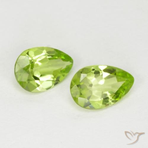 Gemas de Peridoto Verde amarillento natural de 0.81 ct, En forma de pera, VVS-VS