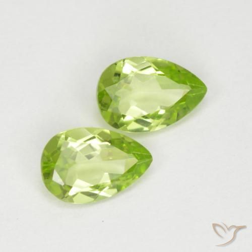 Gemas de Peridoto Verde vivo claro natural de 0.91 ct, En forma de pera, VVS-VS