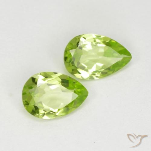 Gemas de Peridoto Verde vivo claro natural de 0.87 ct, En forma de pera, VVS-VS
