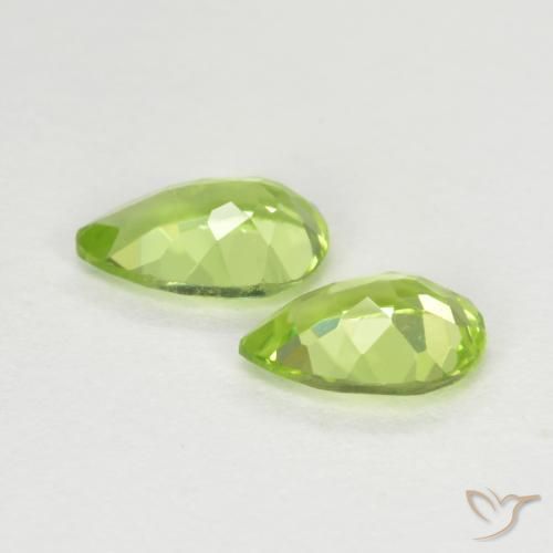 Gemas de Peridoto Verde vivo claro natural de 0.87 ct, En forma de pera, VVS-VS