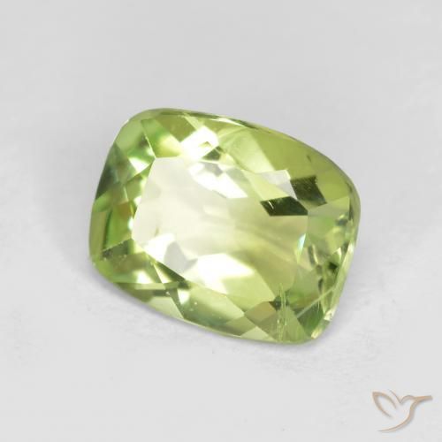 Peridoto Verde vivo claro natural de 1.14 ct, Forma Cojín, VS