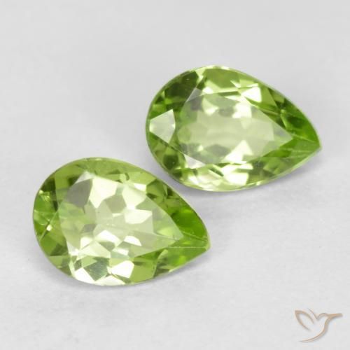 Gemas de Peridoto Verde vivo claro natural de 0.87 ct, En forma de pera, VVS-VS