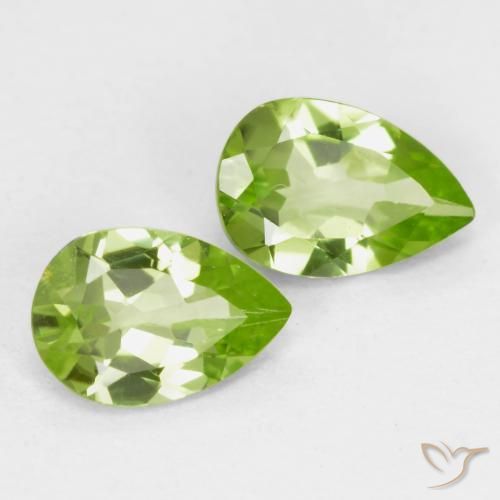 Gemas de Peridoto Verde vivo claro natural de 0.76 ct, En forma de pera, VVS-VS