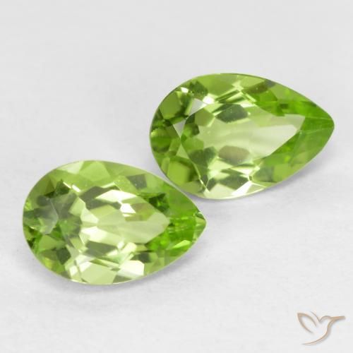 Gemas de Peridoto Verde vivo claro natural de 0.87 ct, En forma de pera, VVS-VS