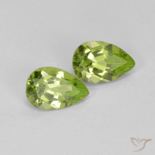 Gemas de Peridoto Verde vivo natural de 0.84 ct, En forma de pera, VVS-VS