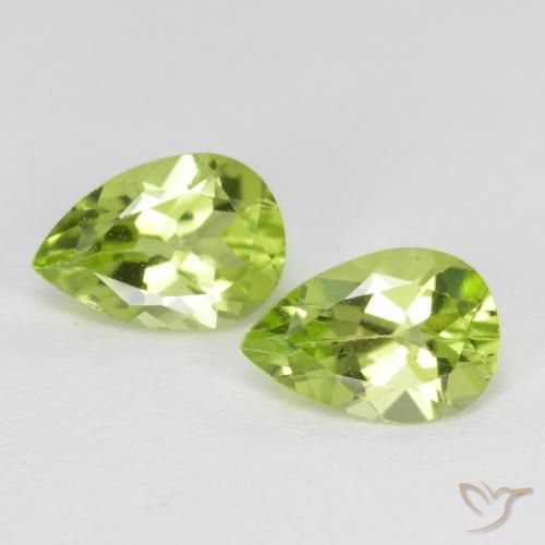 Gemas de Peridoto Verde vivo claro natural de 0.84 ct, En forma de pera, VS