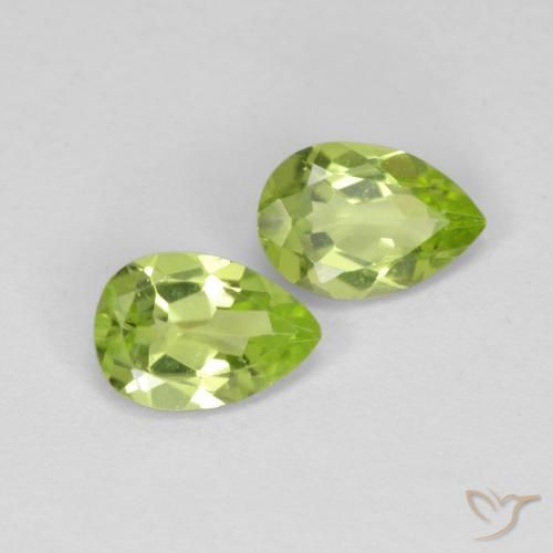 Gemas de Peridoto Verde vivo natural de 0.82 ct, En forma de pera, VVS-VS