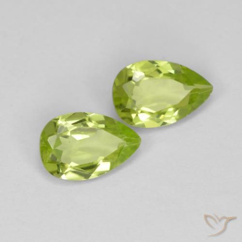 Gemas de Peridoto Verde vivo natural de 0.88 ct, En forma de pera, VS