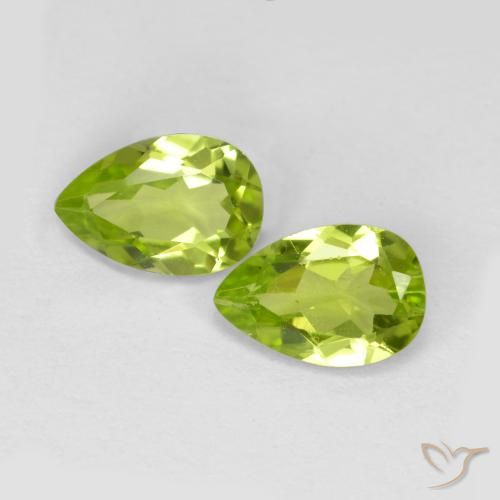 Gemas de Peridoto Verde medio natural de 0.88 ct, En forma de pera, VVS-VS