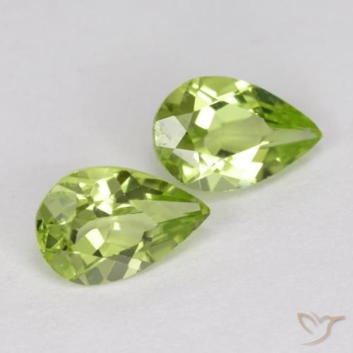 Gemas de Peridoto Verde vivo claro natural de 0.86 ct, En forma de pera, VVS-VS