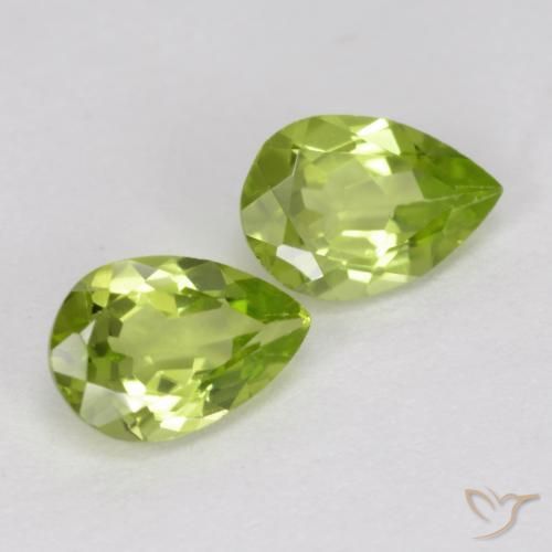 Gemas de Peridoto Verde medio natural de 0.85 ct, En forma de pera, VVS-VS