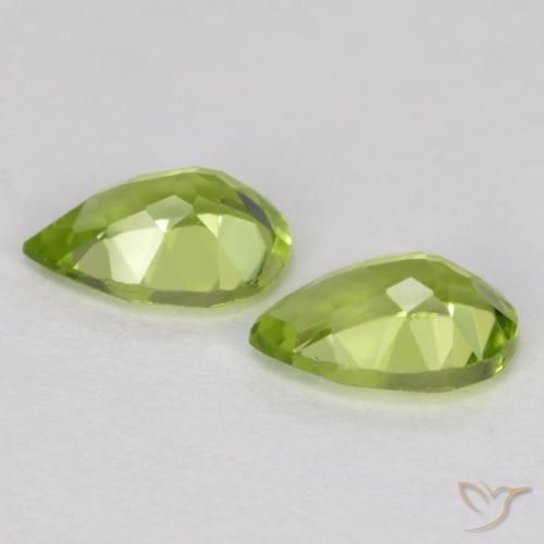 Gemas de Peridoto Verde medio natural de 0.85 ct, En forma de pera, VVS-VS