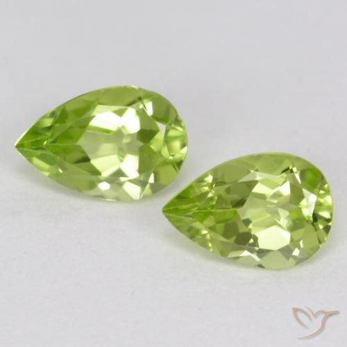 Gemas de Peridoto Verde vivo natural de 0.86 ct, En forma de pera, VVS-VS