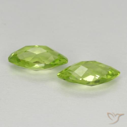 Gemas de Peridoto Verde vivo claro natural de 1.31 ct, Marquesa, VVS-VS