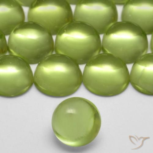 Peridoto Verde vivo natural de 0.38 ct, Redondo, Transparente